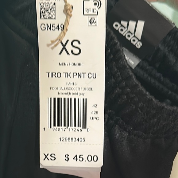 NWT black & grey men's Adidas regular fit full length football pants size xs - Picture 4 of 4